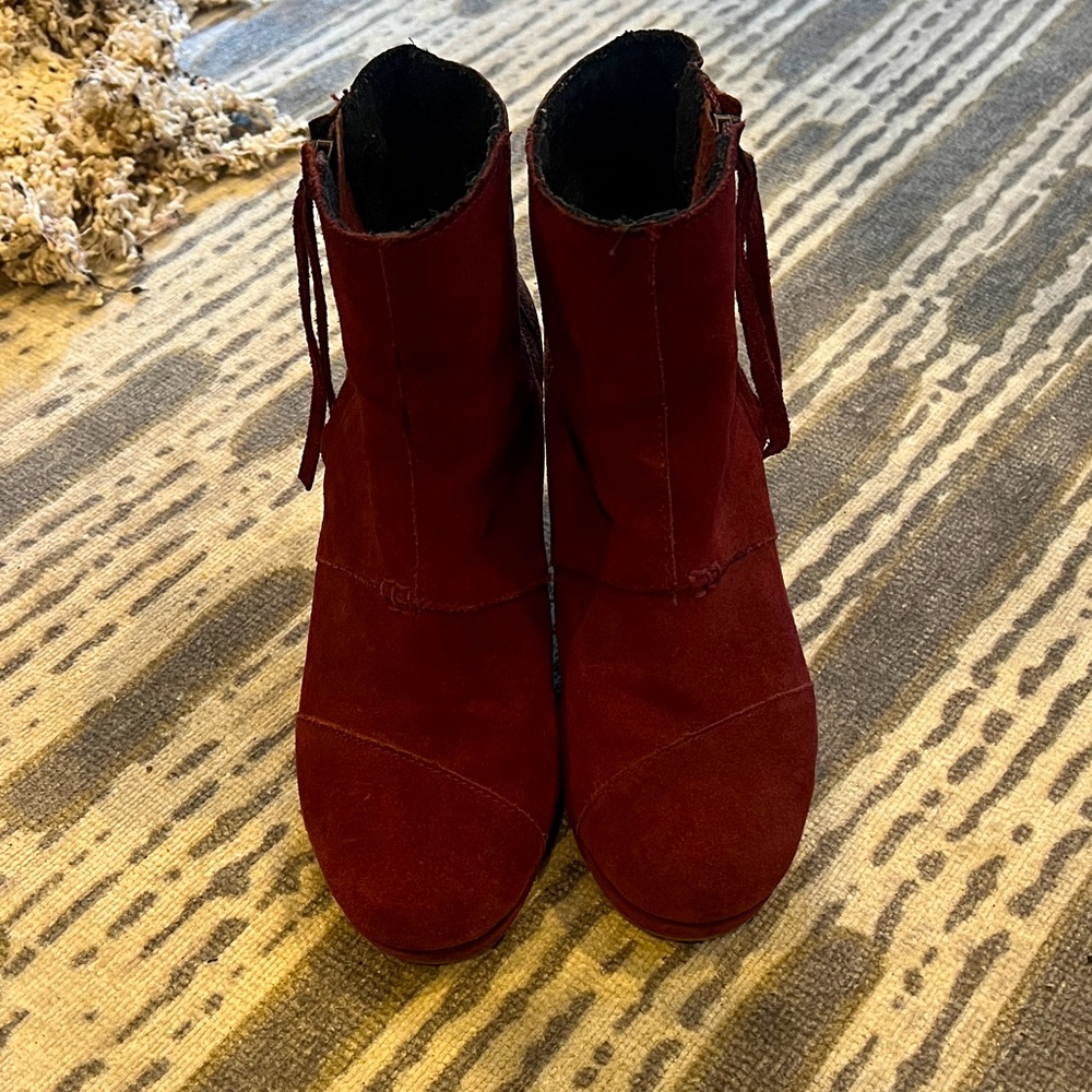 Toms Burgundy Ankle Booties